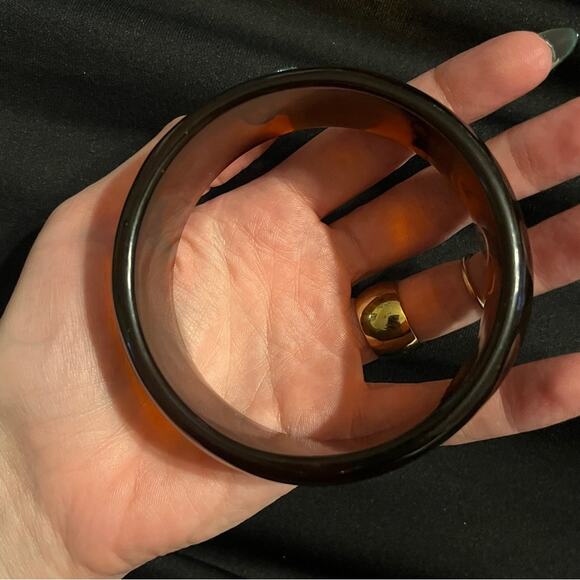 Vintage Set of 3 Large Wide Tortoise Shell Genuine Lucite Bangle Bracelets NEW - Picture 9 of 10